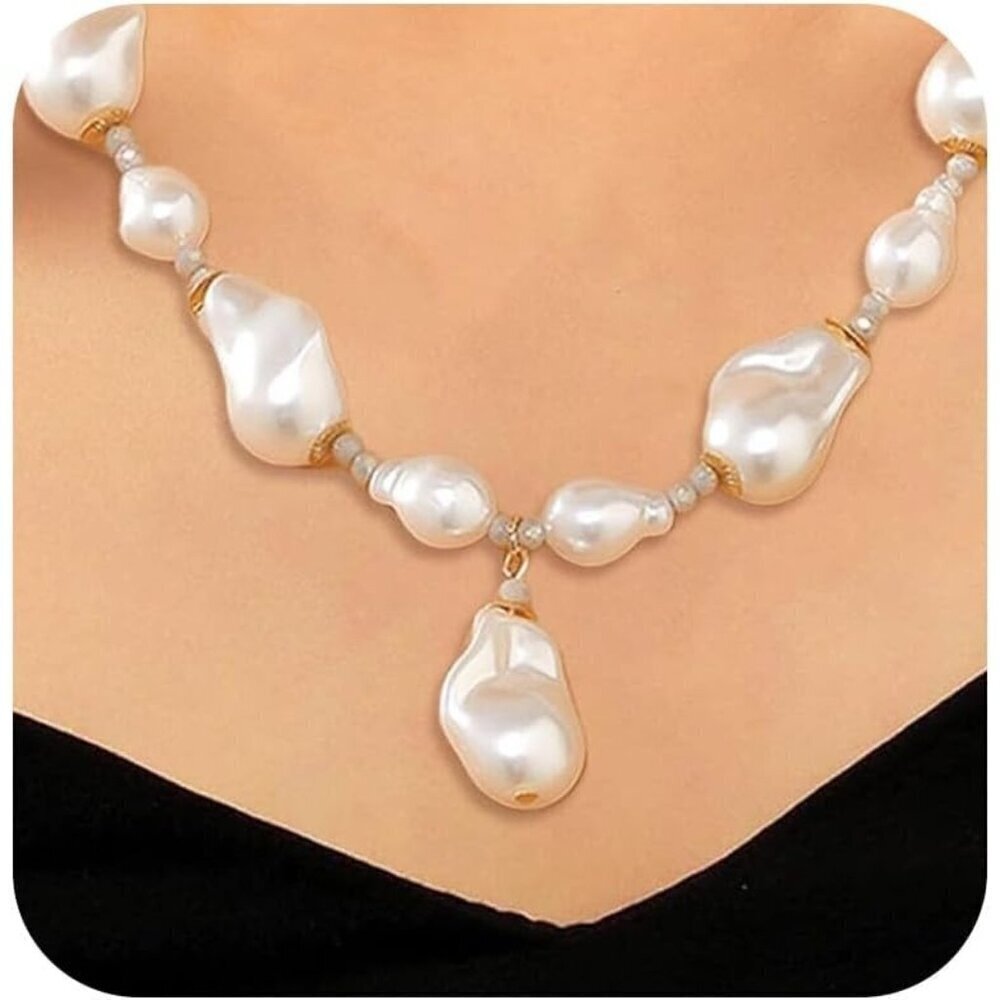KummerSaprk Pearl Choker Necklace for Women, Layered Black Beaded Jewelry Gift